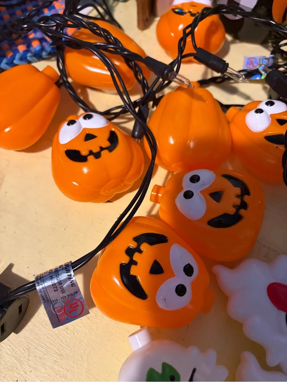 Vintage Halloween Pumpkin String Lights - Orange Jack-O'-Lantern Garland